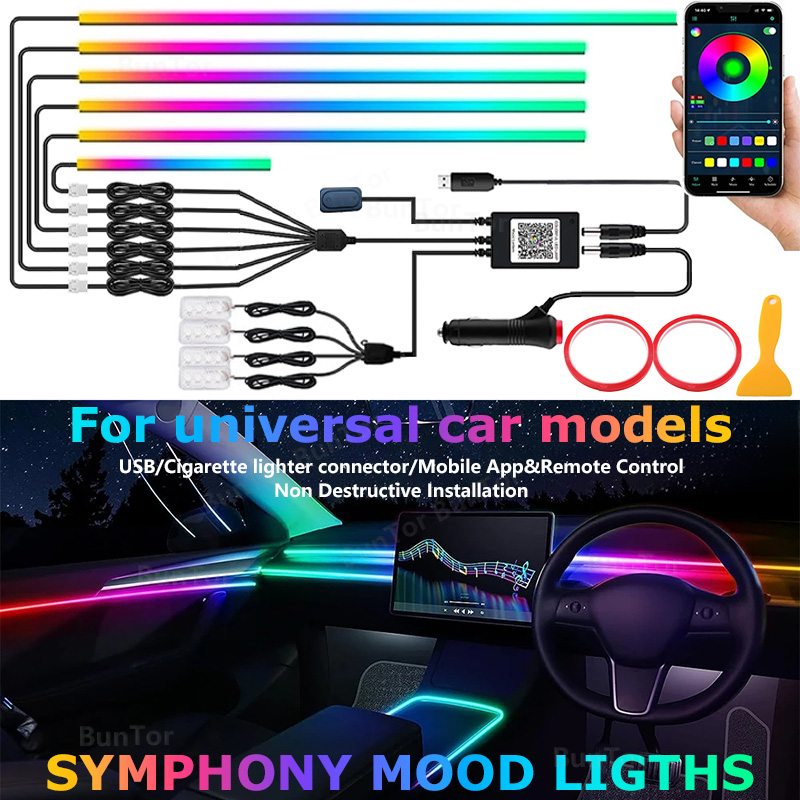 Led Gaming Light Strip - Окружающее освещение автомобиля/64 цвета акриловые светодиодные