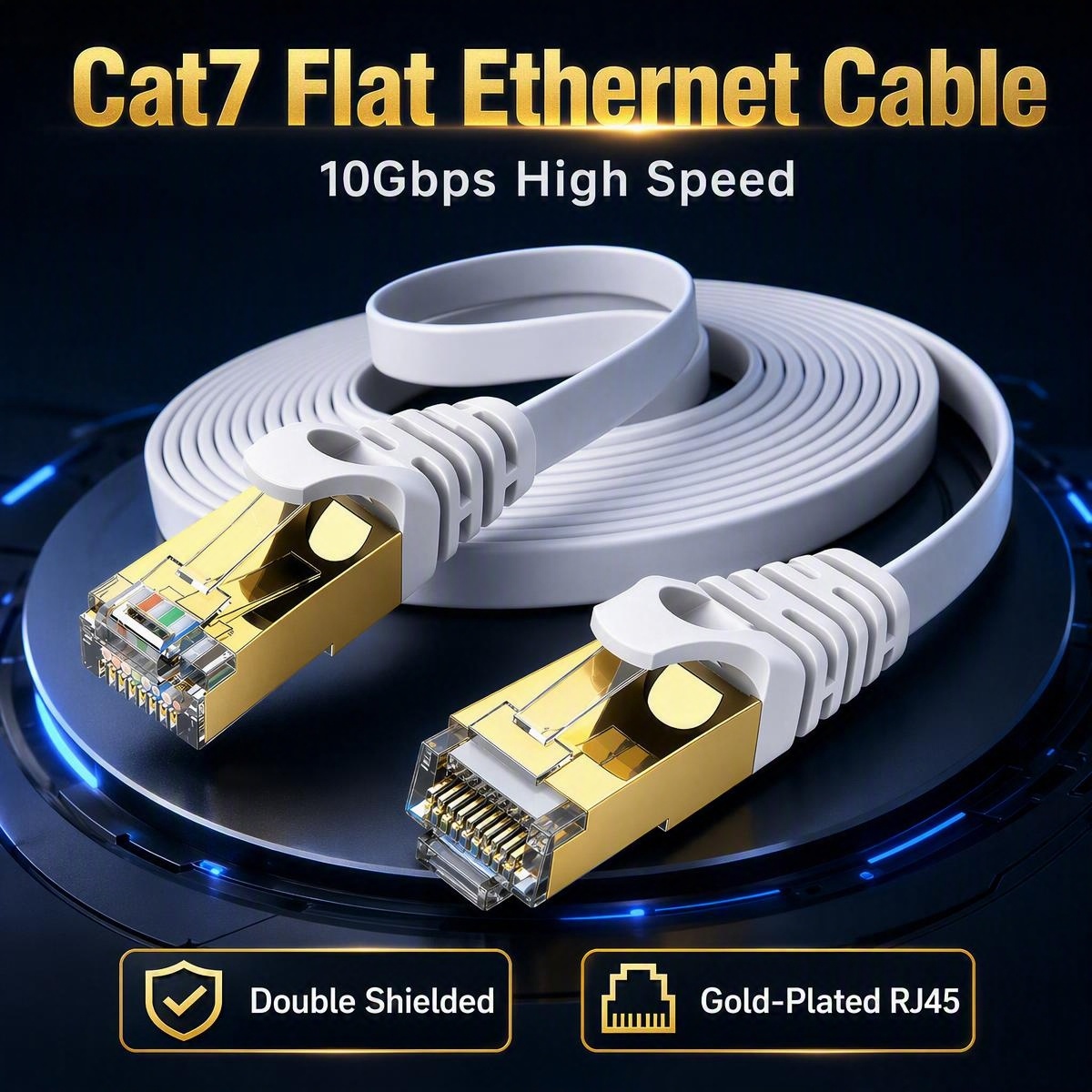 Lan Cable Gaming - Плоский Ethernet-кабель Cat7, 10 Гбит/с, с