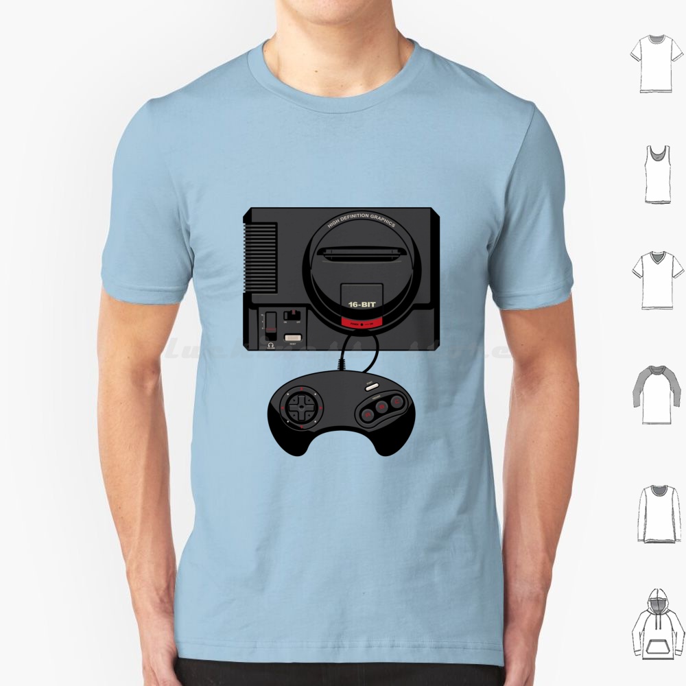 Gaming Console Genesis - Черная 16-битная футболка в стиле ретро