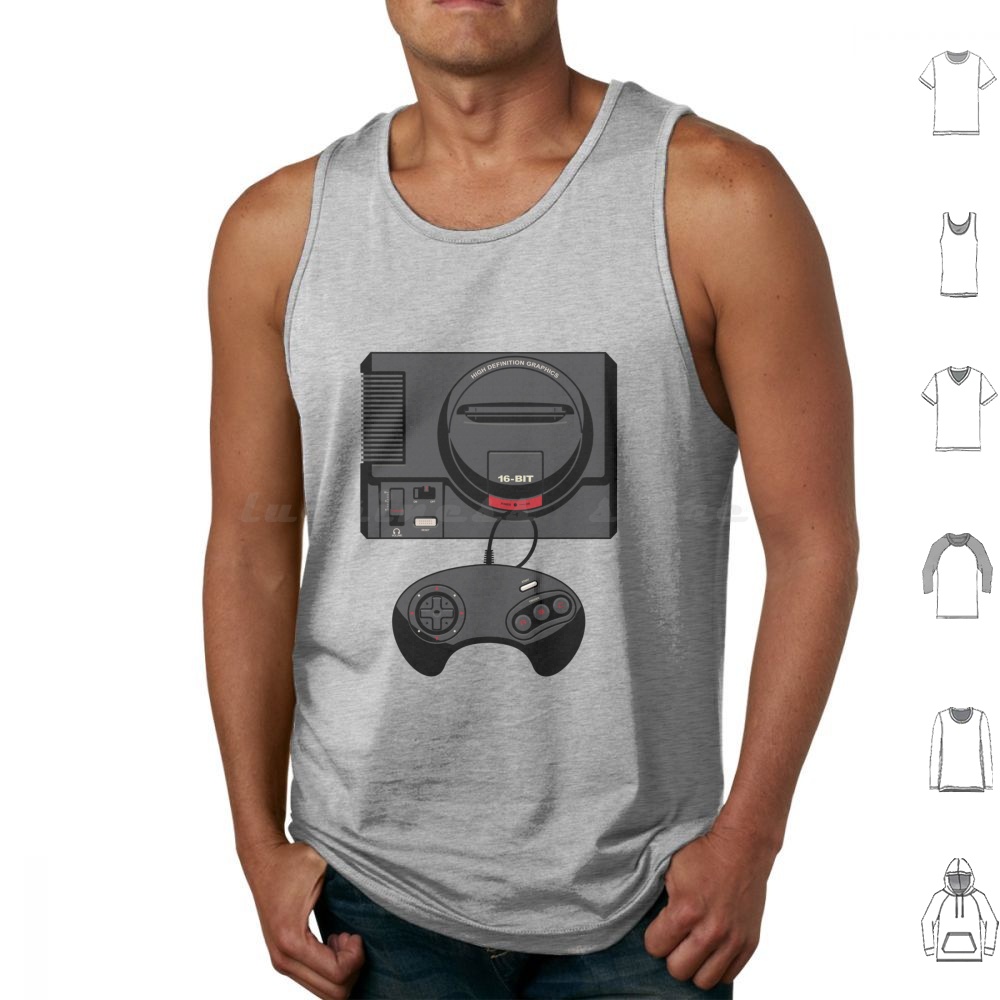 Gaming Console Genesis - Черные 16-битные майки в стиле ретро,