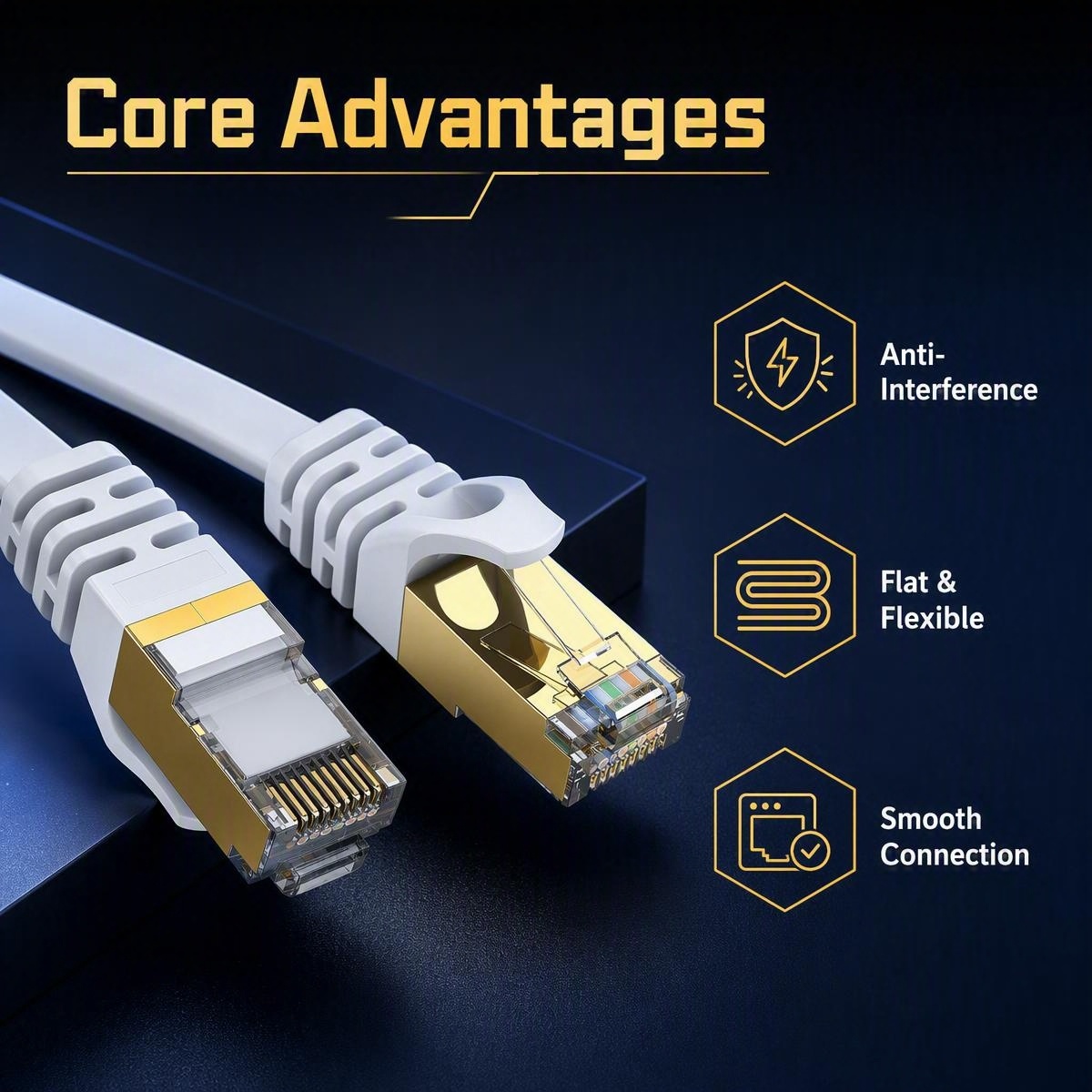 Плоский Ethernet-кабель Cat7,  – обзор и цена Lan Cable Gaming