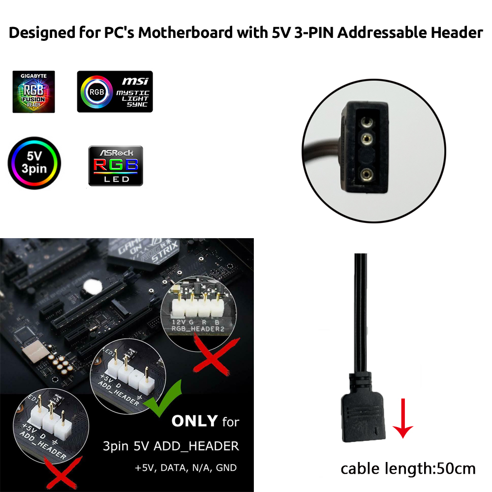 5V ARGB 3-контактный разъем дл – обзор и цена Led Gaming Light Strip